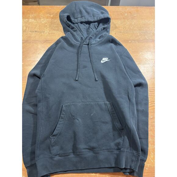 Nike Sportswear Fleece Pullover Hoodie Men’s Small Black Swoosh Logo - Picture 1 of 7